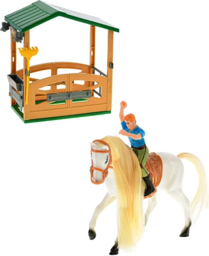 Écurie avec cheval et cavalier – set de jeu