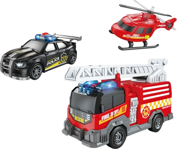 PLEJO Véhicules de pompiers avec sons - 3 pièces