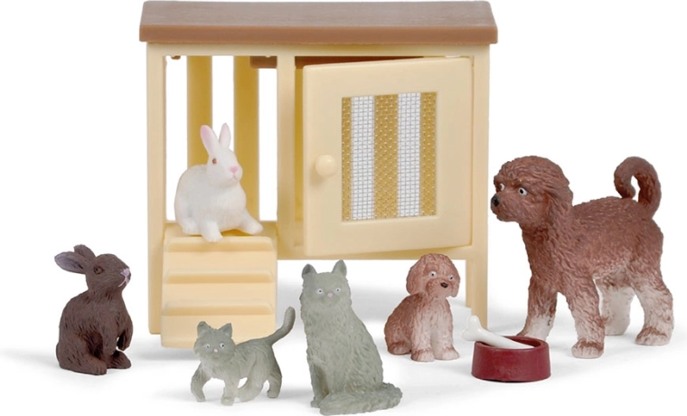 Animaux domestiques Lundby pour maison de poupées – chien, chat et lapins