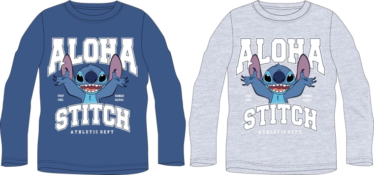 T-shirt garçon Disney Stitch à manches longues, assorti (2 couleurs), taille 98–128 - 1 pièce