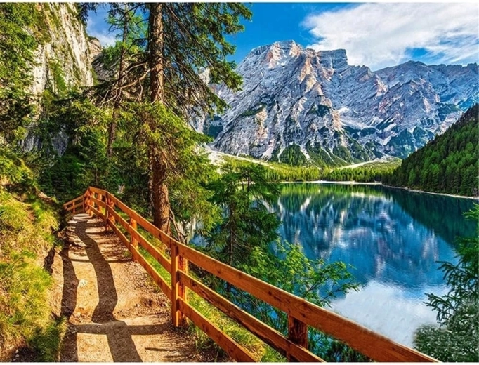 Norimpex peinture par numéros, sentier le long d'un lac de montagne, 40 × 50 cm