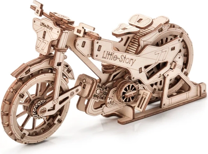 Modèle détaillé de moto en bois