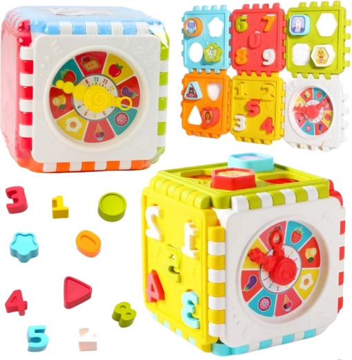 Cube éducatif avec chiffres et horloges