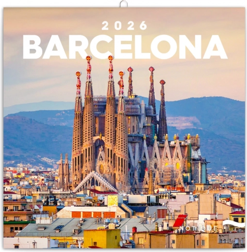 Calendrier mural Barcelone 2026, 30 x 30 cm