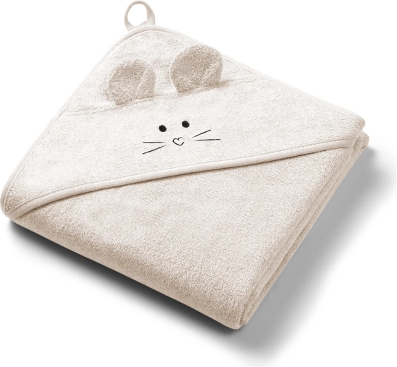 Serviette de bain en bambou Babyono avec capuche super soft light beige 100 × 100 cm