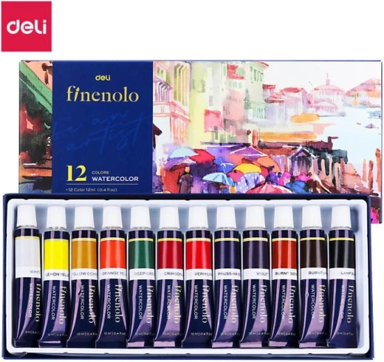 Peintures aquarelles en tubes – set de 12 pièces