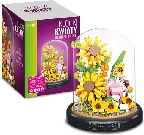 Kit de construction Tournesols sous cloche en verre