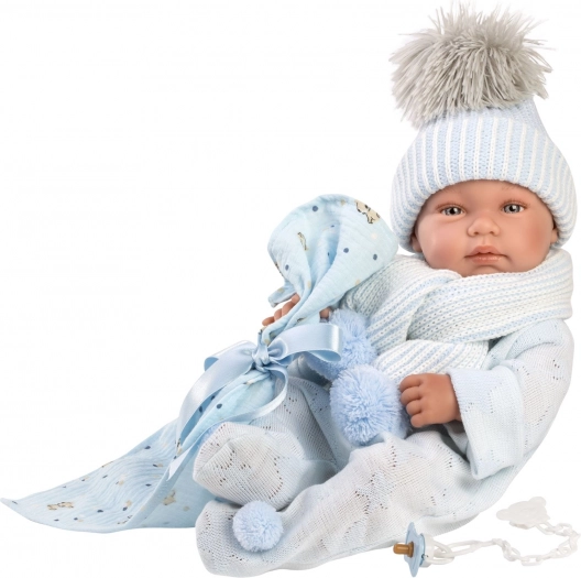 Llorens New Born garçon – poupée réaliste bébé 43 cm, corps entièrement en vinyle