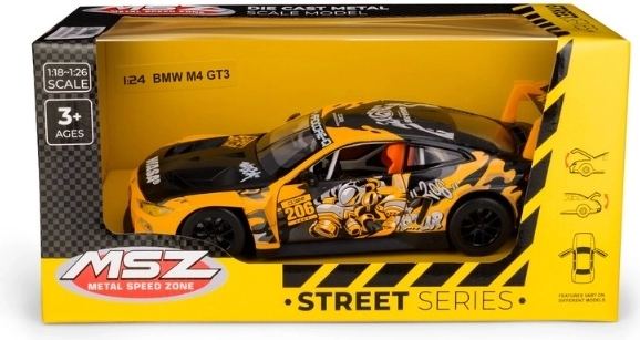 MSZ BMW M4 GT3 with WASA modèle réduit de voiture jaune 1:24