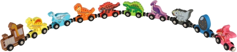 Dinosaures colorés sur roues