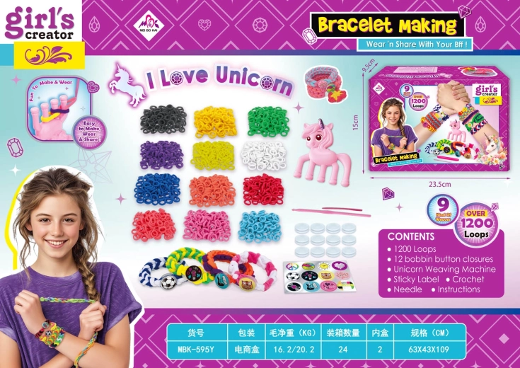 Kit de tissage de bracelets en élastiques avec accessoires