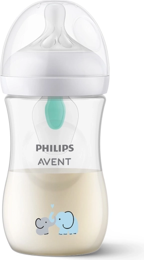 Biberon pour enfants Philips Avent Natural Response avec valve AirFree 260 ml, 1m+, motif éléphant