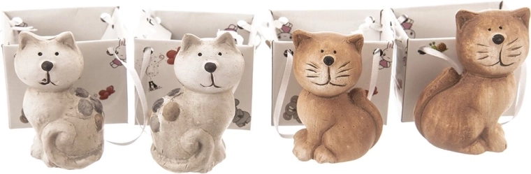 Décoration en céramique chat dans une pochette (assortiment de 4 variantes)