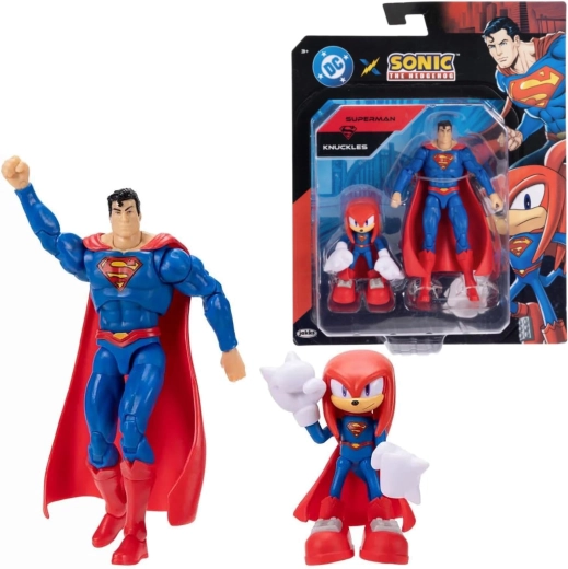 Jakks Pacific – set de figurines Knuckles en Superman et Superman (Sonic the Hedgehog x DC Comics)