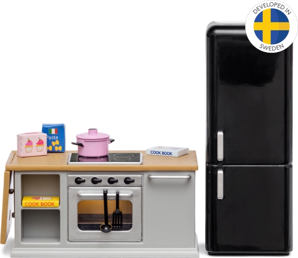 Meubles de cuisine Lundby pour maison de poupées avec réfrigérateur