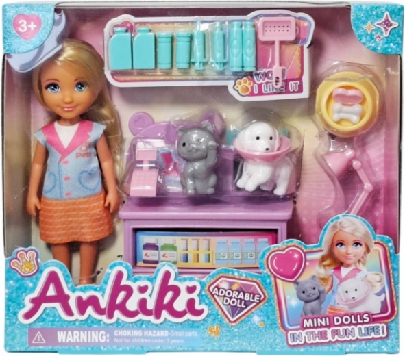 Poupée vétérinaire avec animaux et accessoires