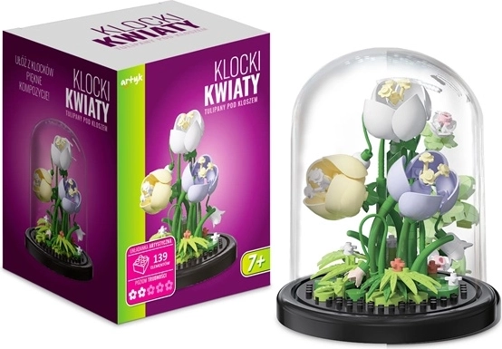 Kit de construction tulipes dans un chapeau décoratif (139 pièces)