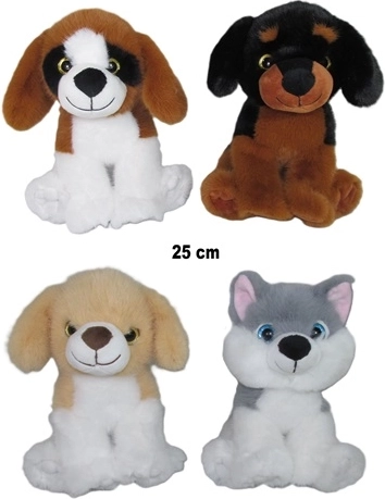 Chien en peluche 25 cm (motif aléatoire)