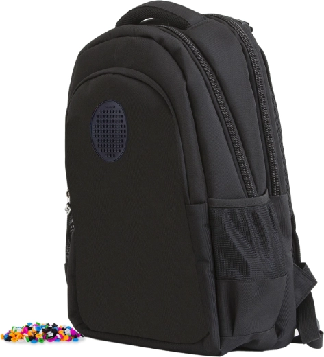 Sac à dos étudiant PIXIE CREW noir avec petit panneau