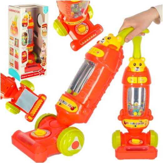 Aspirateur-balai interactif pour enfants avec sons framboise 46 cm