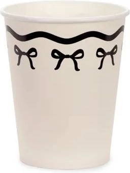Gobelets en papier avec nœuds crème-noir 220 ml