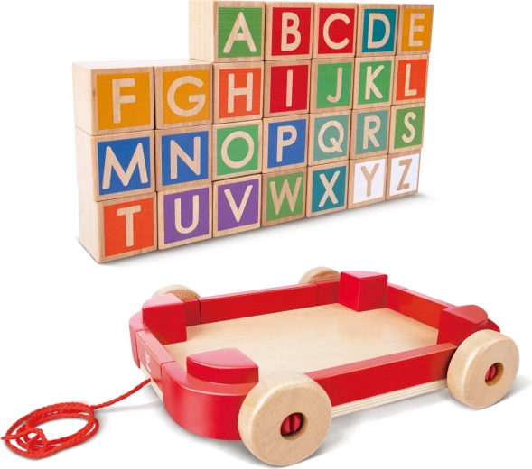 Chariot à tirer avec cubes alphabet