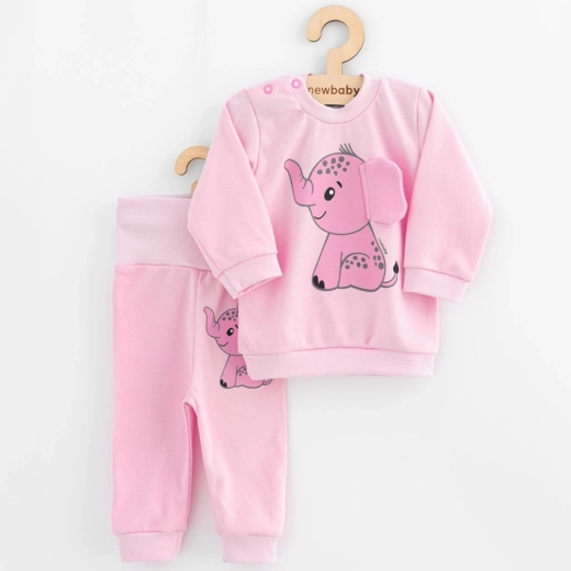 Ensemble bébé t-shirt et pantalon New Baby Happy Elephant rose