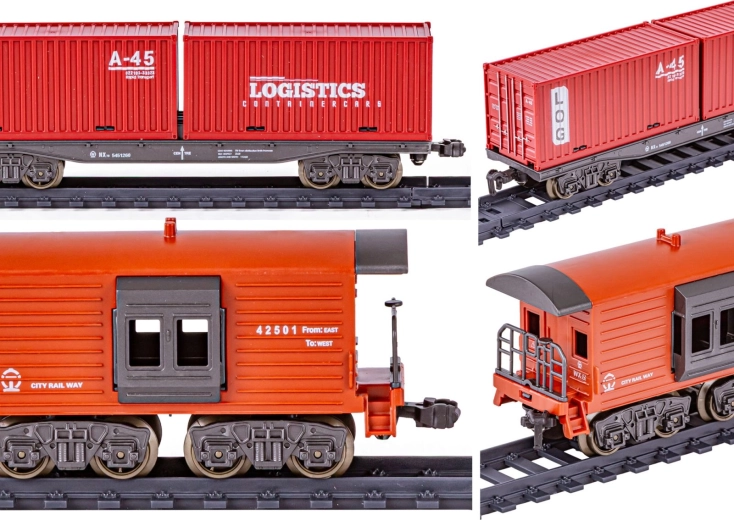Grand convoi avec 5 wagons et accessoires