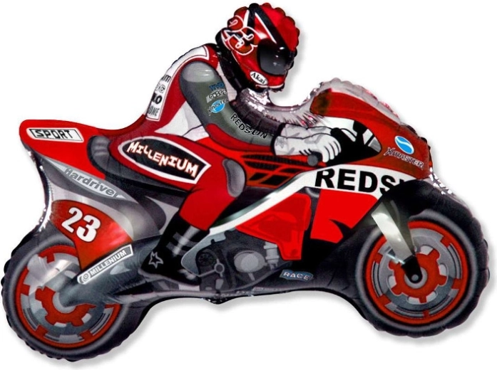Ballon en aluminium Moto rouge