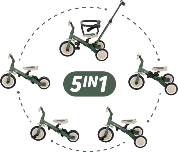 Petite&Mars tricycle multifonction 5 en 1 Turbo misty green