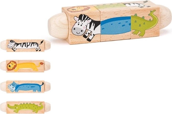 Puzzle rotatif en bois Woodyland Twist avec animaux