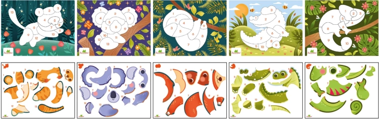Pockets autocollants par numéros – animaux mystérieux