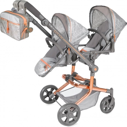 Poussette pliante pour jumeaux pour poupées avec sac à dos CITY X – 91 cm