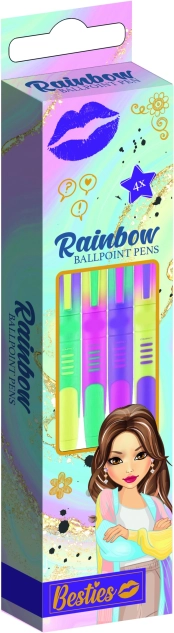 Stylos à bille arc-en-ciel Besties 4 pcs