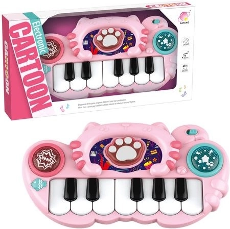 Piano pour enfants rose en forme de petit chat avec effets lumineux et sonores