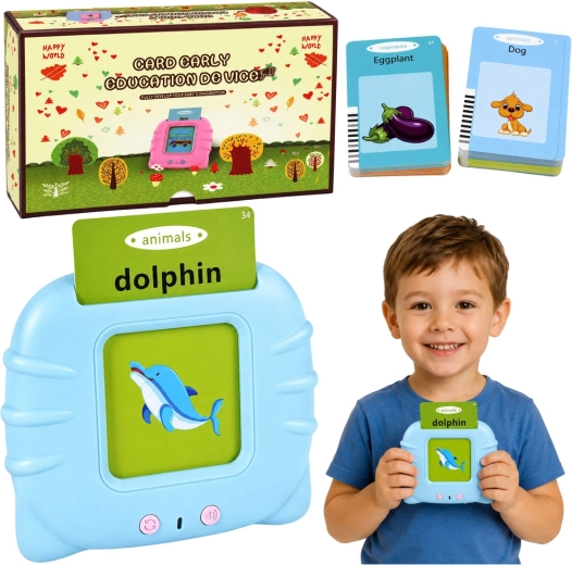 Lecteur interactif de cartes éducatives pour l’apprentissage de l’anglais pour enfants, bleu