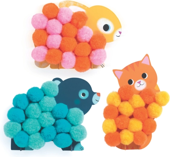 Collage tactile et tout doux avec des pompons