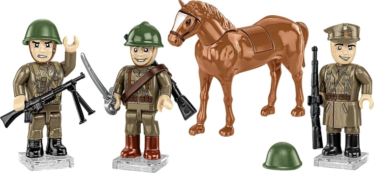 Trois figurines de soldats avec de riches accessoires