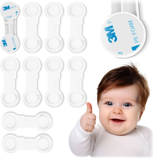 Verrous de sécurité pour enfants RICOKIDS pour placards, blanc, lot de 10 pièces