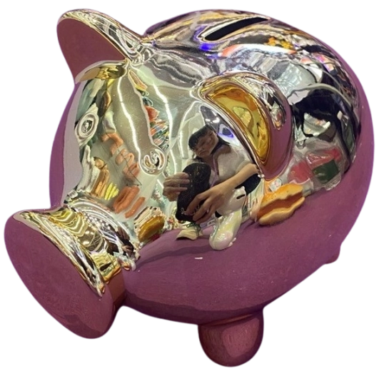 Tirelire en céramique cochon doré