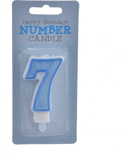 Bougie d’anniversaire chiffre 7 bleue 7 cm