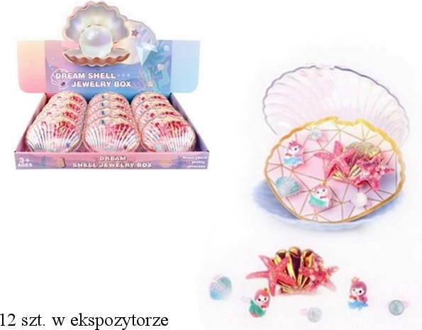 Coffret de bijoux pour enfants en forme de coquillage – bagues et barrette