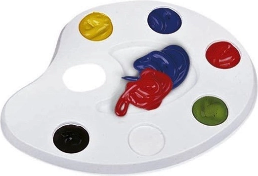 Palette de peinture scolaire en plastique pour 6 couleurs ASTRA
