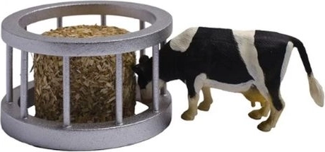 Râtelier rond pour vaches 1:32 avec foin et figurine de vache
