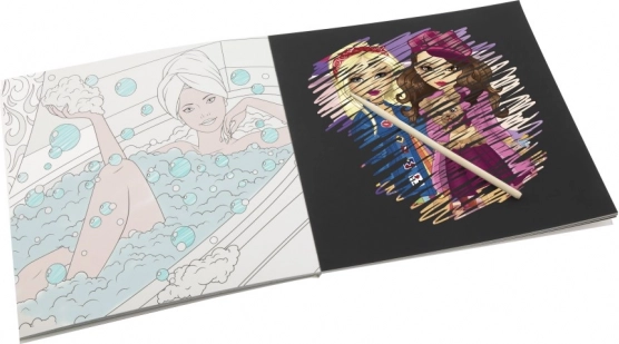 Combinaison de scratch art et de coloriage