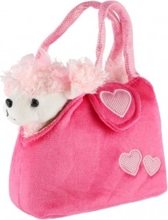 Chien en peluche dans un sac à main rose