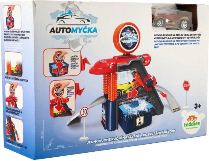 Station de lavage avec voiture changeant de couleur et accessoires - 1 pièce