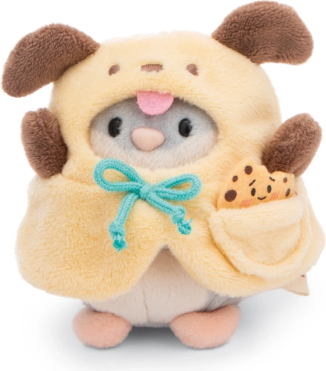 NICI MyMochi hamster en peluche Shai en costume de chien avec biscuit, coffret cadeau 8 cm