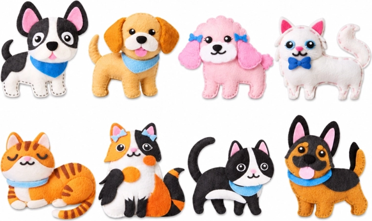 Créez 8 animaux en feutrine