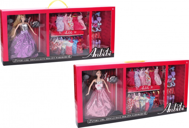 Poupée avec armoire et accessoires de mode